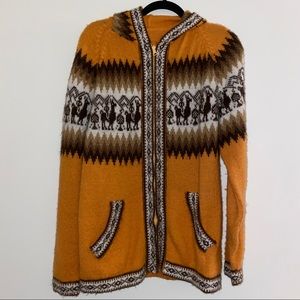 full zip alpaca/llama hoodie with pockets